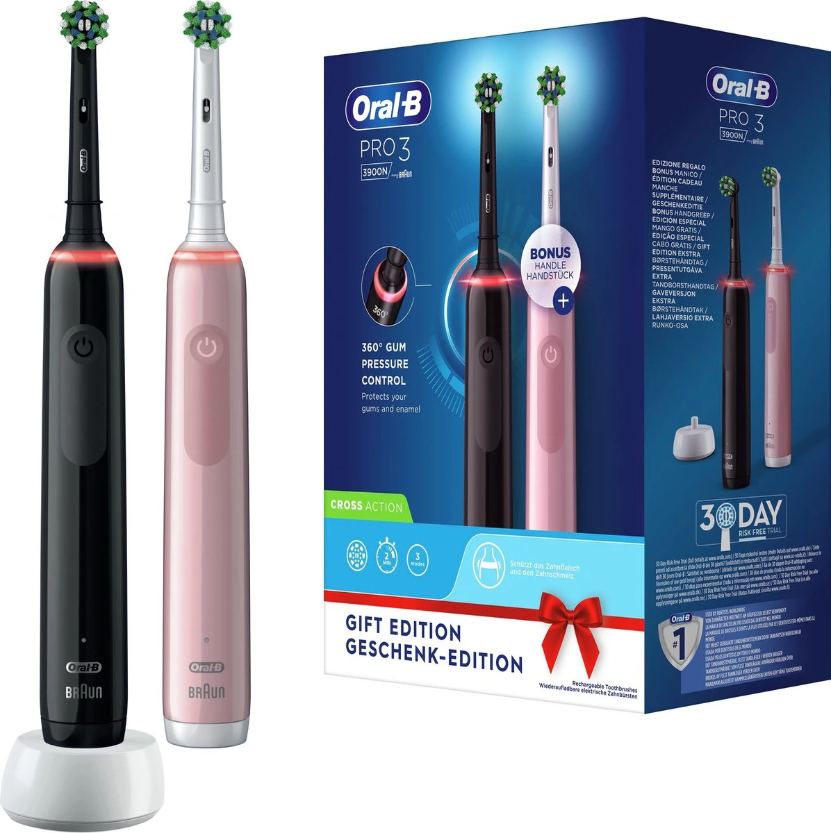 Oral B Oral-B Pro 3 - 3900 - Zwarte En Roze - Elektrische Tandenborstel 7 Oral B Oral-B Pro 3 - 3900 - Zwarte En Roze - Elektrische Tandenborstel - Afbeelding 5