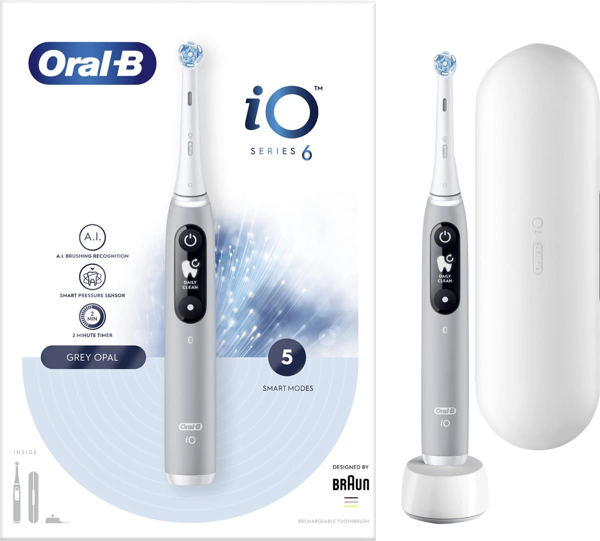 Oral B Oral-B IO - 6 - Opal Grey-Elektrische Tandenborstel Met Revolutionaire Magnetische Technologie Powered By Braun 3 Oral B Oral-B IO - 6 - Opal Grey-Elektrische Tandenborstel Met Revolutionaire Magnetische Technologie Powered By Braun