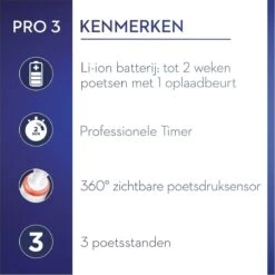 Oral B Oral-B Pro 3 3000 - Wit - Elektrische Tandenborstel - Ontworpen Door Braun - 1 Handvat En 1 Opzetborstel -Oral B 1200x1200 187