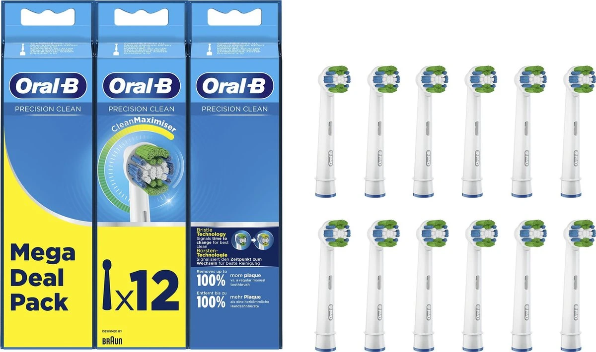 Oral B Oral-B Precision Clean - Met CleanMaximiser-technologie - Opzetborstels - 12 Stuks 3 Oral B Oral-B Precision Clean - Met CleanMaximiser-technologie - Opzetborstels - 12 Stuks