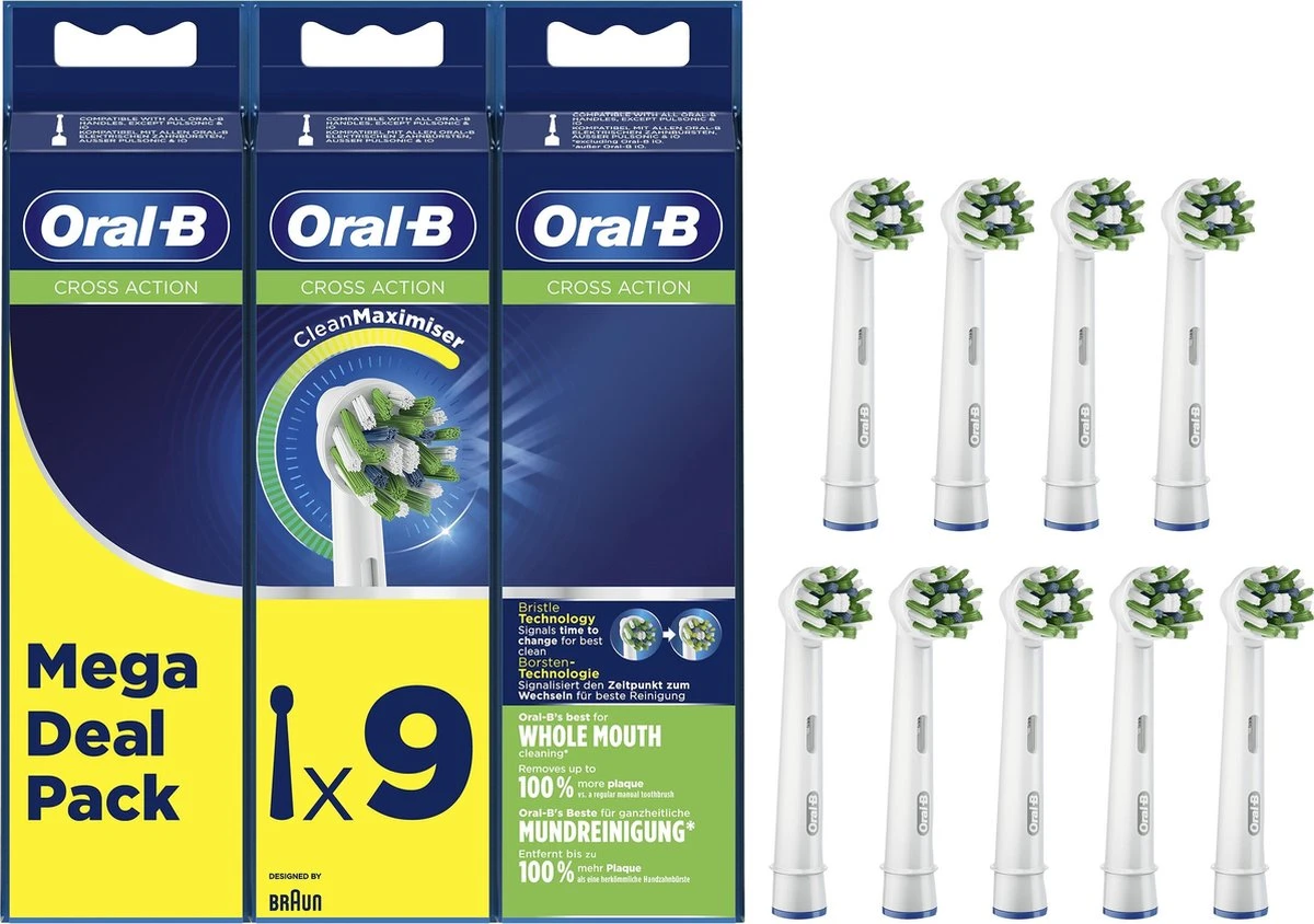 Oral B Oral-B CrossAction Opzetborstel Met CleanMaximiser-technologie, Verpakking Van 9 Stuks 3 Oral B Oral-B CrossAction Opzetborstel Met CleanMaximiser-technologie, Verpakking Van 9 Stuks