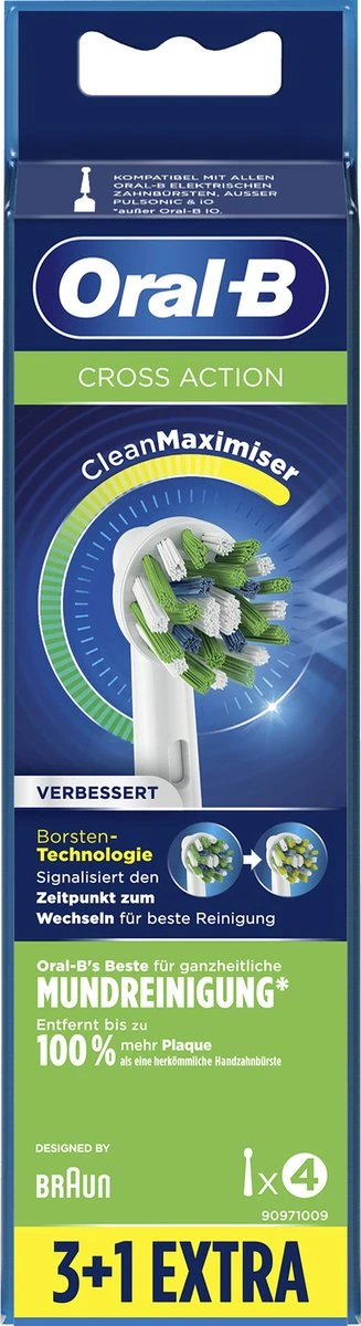Oral B Oral-B CrossAction - Met CleanMaximiser-technologie - Opzetborstels - 4 Stuks 5 Oral B Oral-B CrossAction - Met CleanMaximiser-technologie - Opzetborstels - 4 Stuks - Afbeelding 3