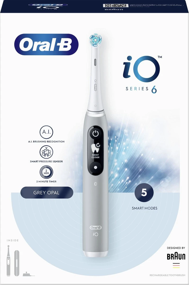 Oral B Oral-B IO - 6 - Opal Grey-Elektrische Tandenborstel Met Revolutionaire Magnetische Technologie Powered By Braun 6 Oral B Oral-B IO - 6 - Opal Grey-Elektrische Tandenborstel Met Revolutionaire Magnetische Technologie Powered By Braun - Afbeelding 4