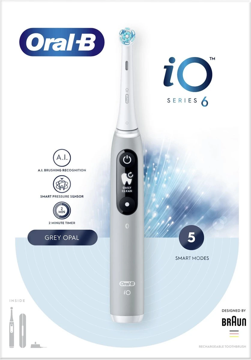 Oral B Oral-B IO - 6 - Opal Grey-Elektrische Tandenborstel Met Revolutionaire Magnetische Technologie Powered By Braun 5 Oral B Oral-B IO - 6 - Opal Grey-Elektrische Tandenborstel Met Revolutionaire Magnetische Technologie Powered By Braun - Afbeelding 3