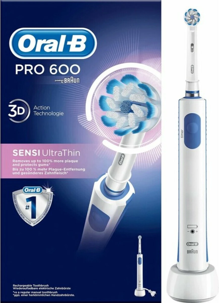 Oral B Oral-B PRO Pro 600 - Sensi-Clean - Elektrische Tandenborstel - Wit 3 Oral B Oral-B PRO Pro 600 - Sensi-Clean - Elektrische Tandenborstel - Wit