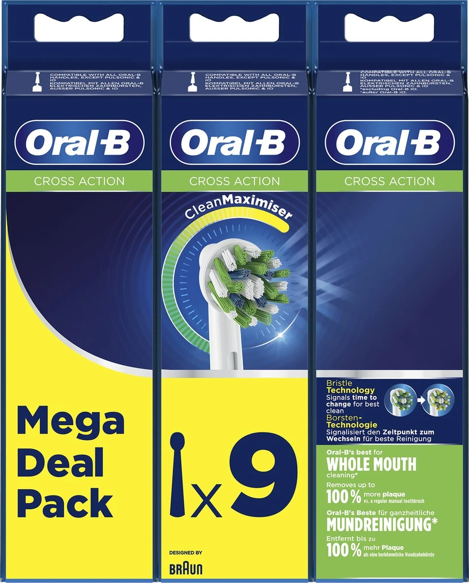 Oral B Oral-B CrossAction Opzetborstel Met CleanMaximiser-technologie, Verpakking Van 9 Stuks 4 Oral B Oral-B CrossAction Opzetborstel Met CleanMaximiser-technologie, Verpakking Van 9 Stuks - Afbeelding 2